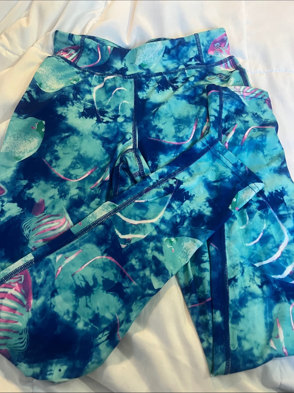 Champion Blue Tie-Dye Fish Print Kids Leggings